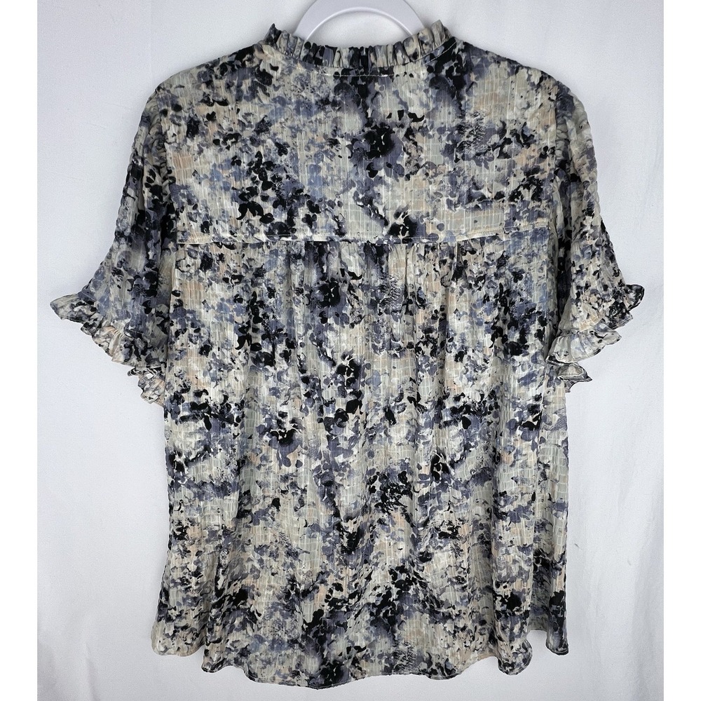 Rose + Olive 2X Floral Smocked Boho Blouse Ruffle Sleeve Cottagecore Peasant Top - Picture 8 of 11